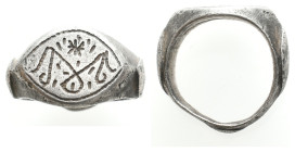 ANCIENT BYZANTINE SILVER RING (CIRCA 11TH-14TH AD) 10.55g