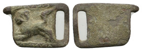 ANCIENT BYZANTINE BRONZE BELT BUCKLE. (8TH – 11TH century AD) 9.7g 39.1m