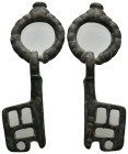 ANCIENT BYZANTINE BRONZE KEY RING (4TH-15TH CENTURY AD.) 14.4g 60.5m