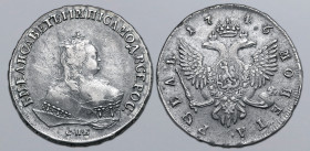 Russia, Empire. Elizabeth AR Rouble. St. Petersburg mint, 1746. Б • М • ЕЛИСАВЕТЪ • I • IМП I САМОД : ВСЕРОС :, crowned and draped bust to right; С•П•...