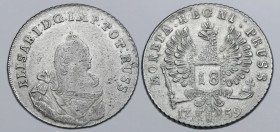 Russia, Empire (Occupation of Prussia). Elizabeth BI 18 Groschen. Königsberg mint, 1759. ELISAB : I : D : G : IMP : TOT : RUSS, crowned and draped bus...