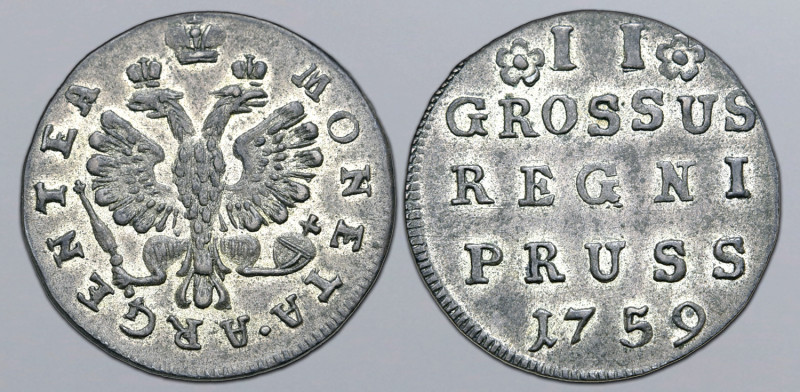 Russia, Empire (Occupation of Prussia). Elizabeth BI 2 Groschen. Königsberg mint...