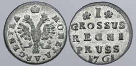 Russia, Empire (Occupation of Prussia). Elizabeth BI Gros. Königsberg mint, 1761. MONETA • ARGENTEA, crowned double-headed eagle facing with wings spr...