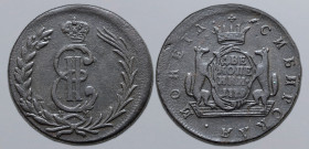 Russia, Empire. Catherine II CU 2 Kopeck. Suzun mint, 1779. Crowned monogram, К-M across lower fields; all within wreath / • СИБИРСКАЯ • МОНЕТА •, two...
