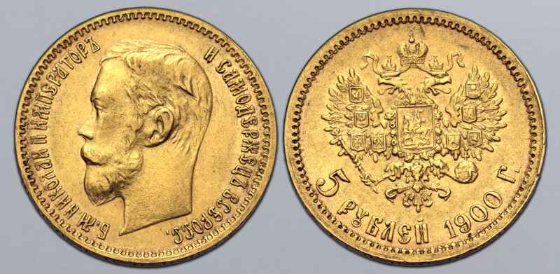 Russia, Empire. Nicholas II AV 5 Rouble. St. Petersburg mint, 1900 Б.М.НИКОЛАЙ I...