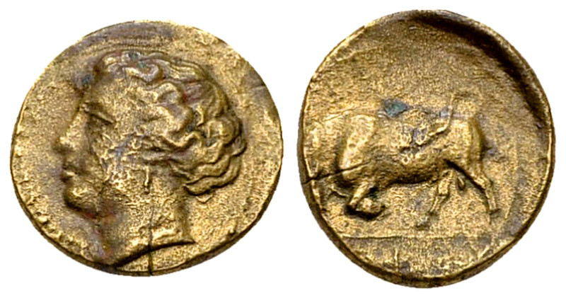 Syracuse AE 13, Arethusa/bull 

Sicily, Syracuse. Time of Agathokles, c. 317-3...