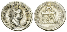 Titus AR Denarius, curule-chairs reverse