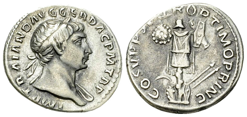 Traianus AR Denarius, Dacian trophy reverse 

Traianus (98-117 AD). AR Denariu...