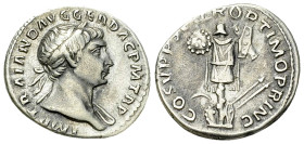 Traianus AR Denarius, Dacian trophy reverse