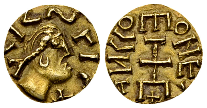 Quentovic AV Triens, c. 625-635 AD 

Merovingians. Quentovic (Vicus in Pontio/...