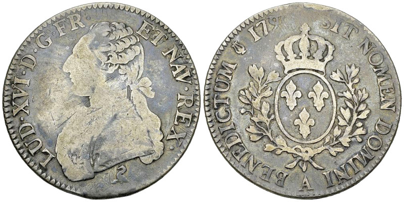 Louis XVI, AR Ecu 1790 A, Paris 

France, Royaume. Louis XVI. AR Ecu aux branc...