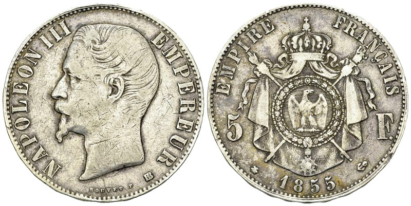 NapolÃ©on III, AR 5 Francs 1855 BB, Strasbourg 

France, second Empire. NapolÃ...