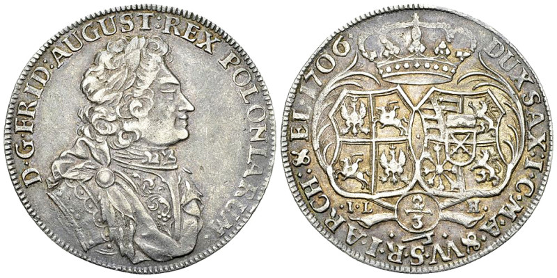 Friedrich August I, AR 2/3 Taler 1706, Dresden 

Deutschland. Sachsen, KurfÃ¼r...