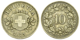 Schweiz, BI 10 Rappen 1875 B, sehr selten