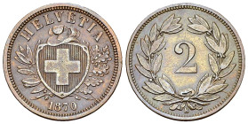 Schweiz, AE 2 Rappen 1870 B