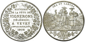 Vevey, Versilberte AE Medaille 1905, FÃªte des Vignerons