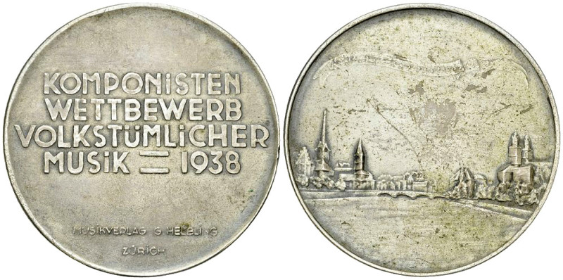 ZÃ¼rich, Versilberte (?) Medaille 1938, Komponisten-Wettbewerb 

Schweiz, ZÃ¼r...