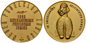 ZÃ¼rich, Vergoldete AE Medaille 1958, Pudelschau