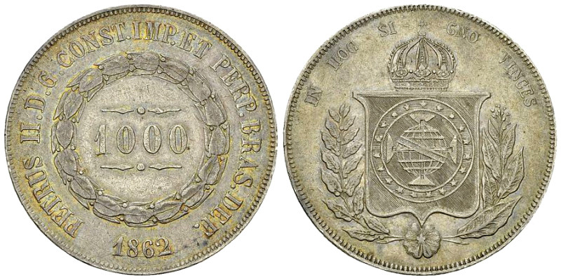 Brazil AR 1000 Reis 1862 

Brazil. Pedro II. AR 1000 Reis 1862 (12.67 g).
KM ...