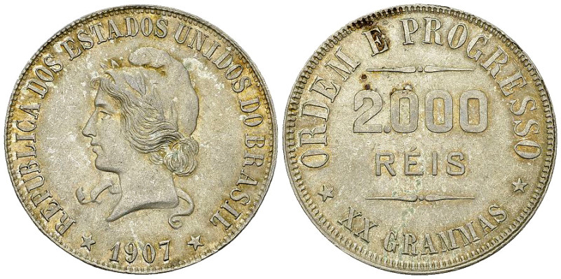 Brazil AR 2000 Reis 1907 

Brazil, Republic. AR 2000 Reis 1907 (20.24 g).
KM ...