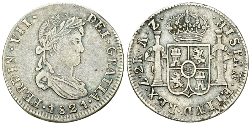 Mexico AR 2 Reales 1821, Zacatecas 

Mexico. Fernando VII. AR 2 Reales 1821 Z ...