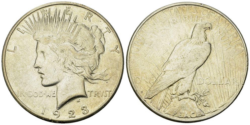 USA AR Dollar 1923 

USA. AR Dollar 1923 (26.68 g). Peace Dollar.
KM 150.

...