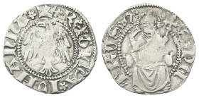 AQUILA (L’)
Giovanna II di Durazzo Regina, 1414-1435. 
Cella.
Ag gr. 0,94
Dr. IVHANDA REGINA. Aquila stante verso s., con ali spiegate.
Rv. S PE ...