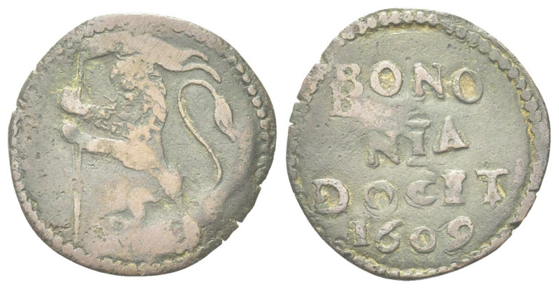 BOLOGNA
Paolo V (Camillo Borghese), 1605-1621.
Quattrino 1609.
Æ gr. 2,59
Dr...