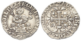 NAPOLI
Roberto d’Angiò, 1309-1343.
Gigliato.
Ag gr. 3,95
Dr. ROBERTVS DEI GRA IERL’ ET SICIL’ REX. Il re coronato seduto frontalemente, tra due pr...