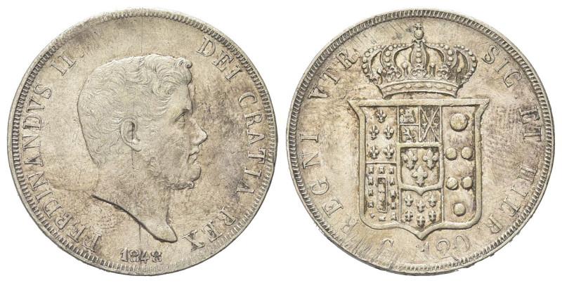 NAPOLI
Ferdinando II di Borbone, 1830-1859.
Piastra da 120 Grana 1848.
Ag gr....