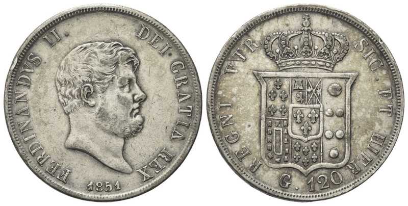 NAPOLI
Ferdinando II di Borbone, 1830-1859.
Piastra da 120 Grana 1851.
Ag gr....