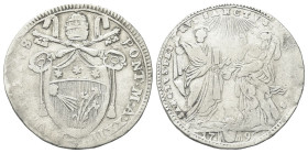 ROMA
Pio VI (Giannangelo Braschi), 1775-1799.
Testone 1796 a. XXII.
Ag gr. 7,80
Dr. PIVS SEXTVS - PONT M A XXII. Stemma sormontato da triregno e c...