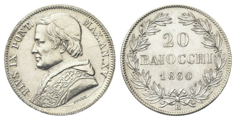 ROMA
Pio IX (Giovanni Maria Mastai Ferretti), 1846-1878.
20 Baiocchi 1860 a. X...