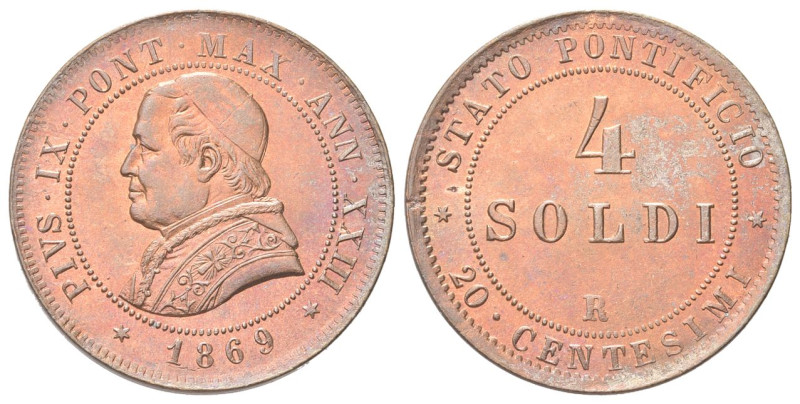 ROMA
Pio IX (Giovanni Maria Mastai Ferretti), 1846-1878.
4 Soldi o 20 Centesim...