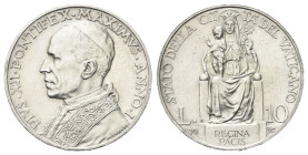 CITTA' DEL VATICANO
Pio XII (Eugenio Pacelli), 1939-1958.
10 Lire 1939 a. I.
Ag gr. 9,91
Dr. Busto del Pontefice a s., con zucchetto e piviale.
R...
