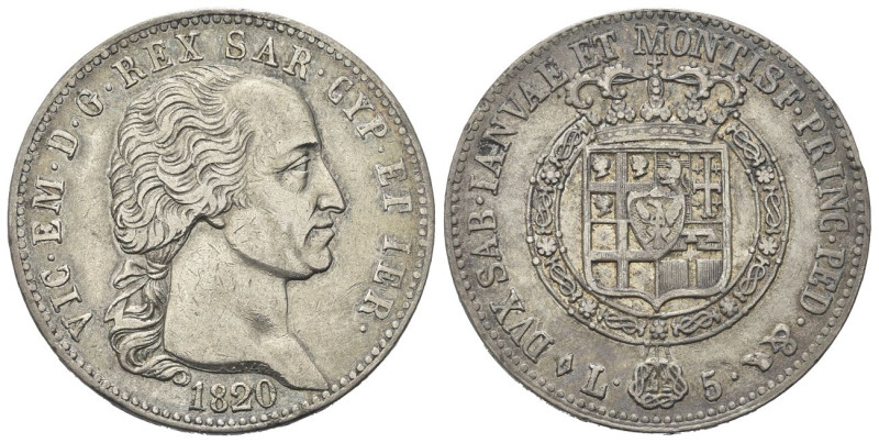 REGNO DI SARDEGNA
Vittorio Emanuele I, 1802-1821.
5 Lire 1820 Torino, I° Tipo....