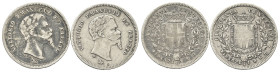 RE ELETTO
Vittorio Emanuele II, 1859-1861.
Lotto di 2 esemplari di 50 Centesimi 1860 Firenze, II° Tipo.
Ag 
Dr. Testa del sovrano con baffo biforc...