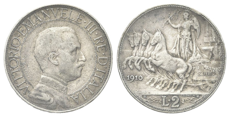 REGNO D’ITALIA
Vittorio Emanuele III, 1900-1943.
2 Lire 1910 Roma, Quadriga ve...