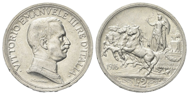 REGNO D’ITALIA
Vittorio Emanuele III, 1900-1943.
2 Lire 1916 Roma, Quadriga br...