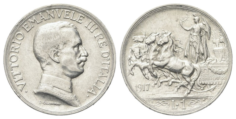 REGNO D’ITALIA
Vittorio Emanuele III, 1900-1943.
Lira 1917 Roma, Quadriga brio...