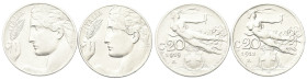 REGNO D’ITALIA
Vittorio Emanuele III, 1900-1943.
20 Centesimi 1913 e 1919 Roma, Libertà librata.
Ni 
Dr. Profilo di testa muliebre rivolta a s., c...
