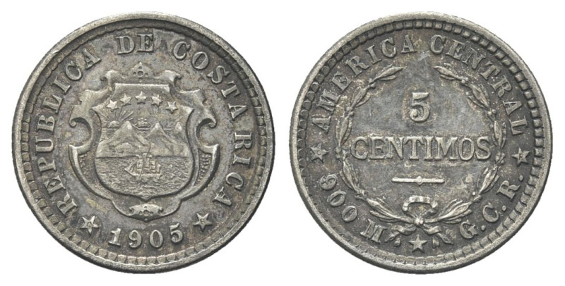 COSTA RICA
Prima Repubblica, 1848-1948.
5 Centimos 1905.
Ag gr. 0,99
Dr. Ste...