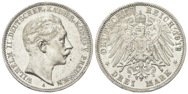 GERMANIA 
Prussia. Wilhelm II, 1888-1918.
3 Marchi 1912 A, Berlino. 
Ag gr. 1...