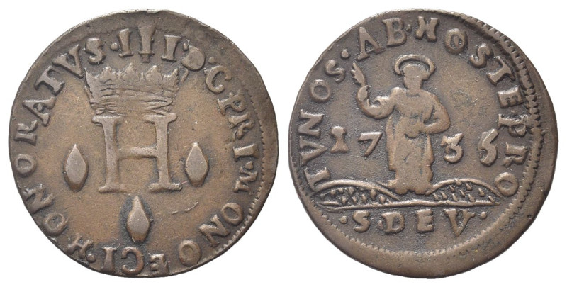 MONACO
Honorè III, 1733-1795.
Dardenna 1735.
Mi gr. 3,57
Dr. HONORATVS III D...