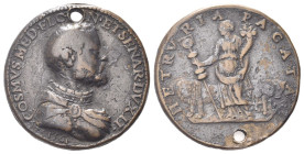 FIRENZE
Cosimo I de’ Medici, 1519-1574.
Medaglia 1561 opus D. Poggini. 
Æ gr. 40,30 mm 39,2
Dr. COSMVS MED FLO[RE]N ET SENAR DVX II. Busto a d. co...