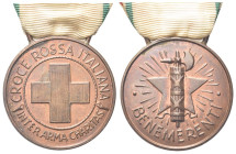 ITALIA
Ventennio Fascista, dal 1923 al 1943.
Medaglia s. data Croce Rossa Italiana
Æ gr. 18,07 mm 33
Dr. CROCE ROSSA ITALIANA / INTER ARMA CHARITA...