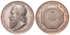 NAPOLI
Durante Ferdinando II di Borbone, 1830-1859.
Medaglia 1830 opus Vincenzo Catenacci e Achille Arnaud.
Æ gr. 49,53 mm 40,8
Dr. FLAVIVS GIOJA ...