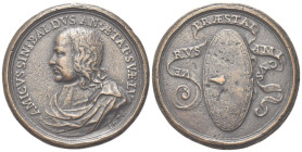 RIETI
Giovanni Benedetto Sinibaldi (medico e scrittore italiano), 1641-1720.
Medaglia 1674.
Æ gr. 46,30 mm 52,7
Dr. AMICVS SINIBALDVS AN AET SVAE ...