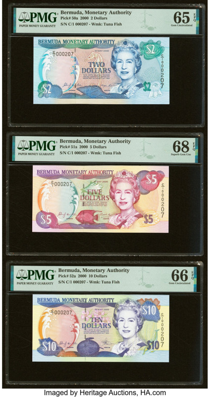 Matching Serial 207 Bermuda Monetary Authority 2; 5; 10 Dollars 24.5.2000 Pick 5...