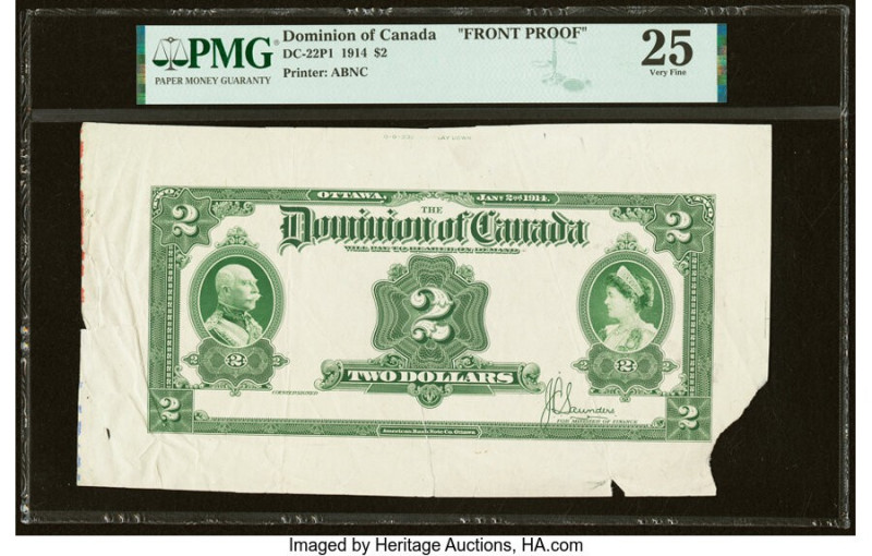 Canada Dominion of Canada $2 2.1.1914 DC-22p1 Front Proof PMG Very Fine 25. Selv...